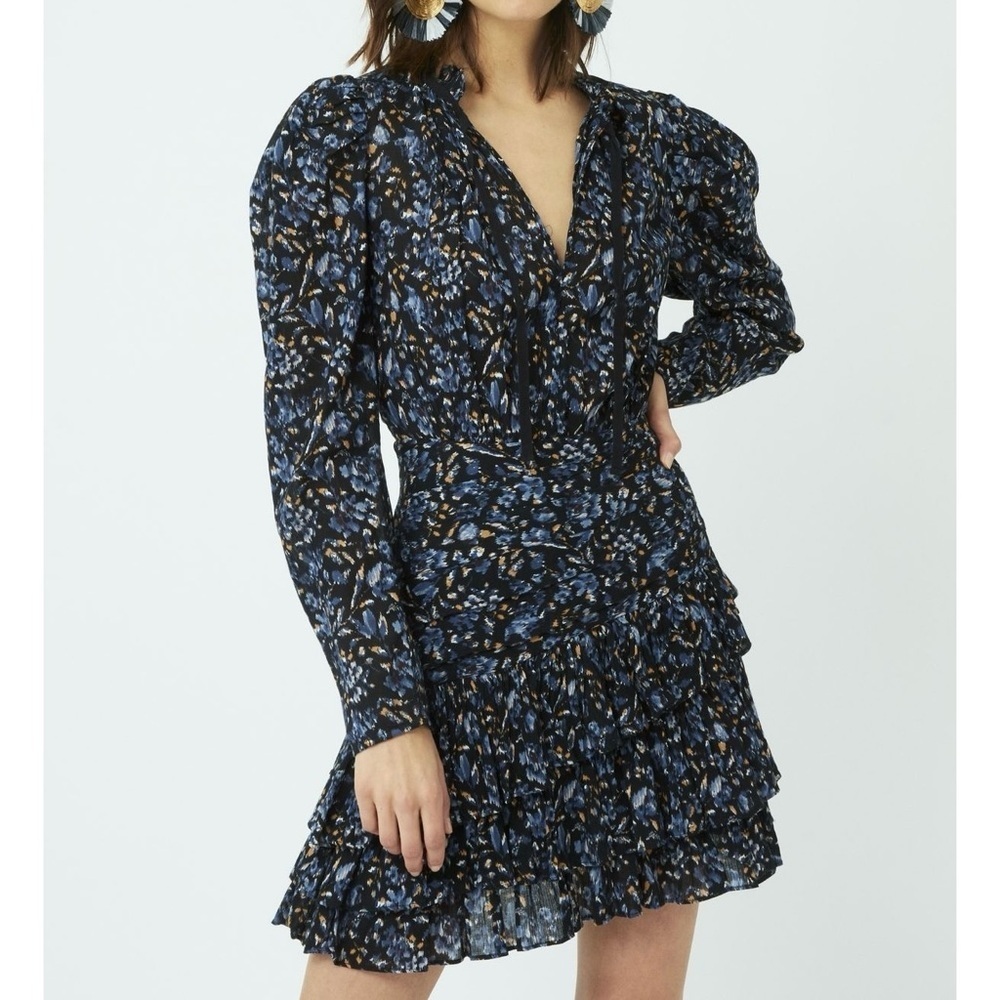 Ulla Johnson Marielle Dress Midnight Cotton Gauze Puff Sleeve Size 4